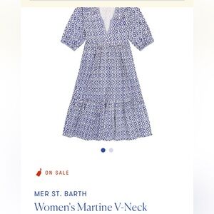 Mer St. Barth blue & cream geometric Martime Midi dress